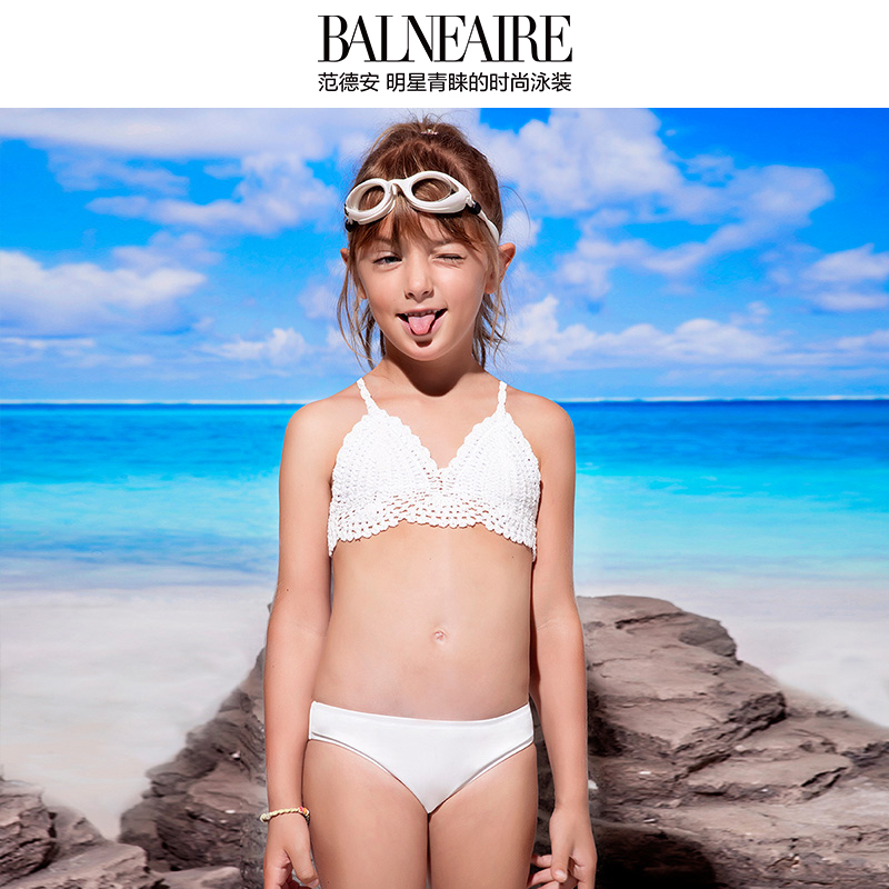 范德安儿童蕾丝比基尼泳衣